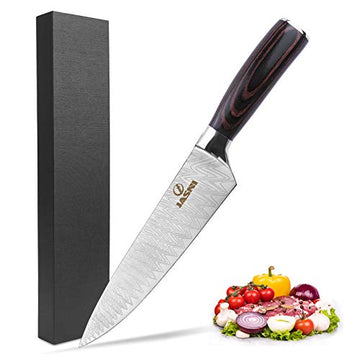 Jasni 8in Chef Knife, Professional Utility Knife, High Carbon Steel Kitchen Knife, with Humanized Wooden Handle, Upgraded Ultra Sharp Forged Blade Cooking Knife for Home Restaurant